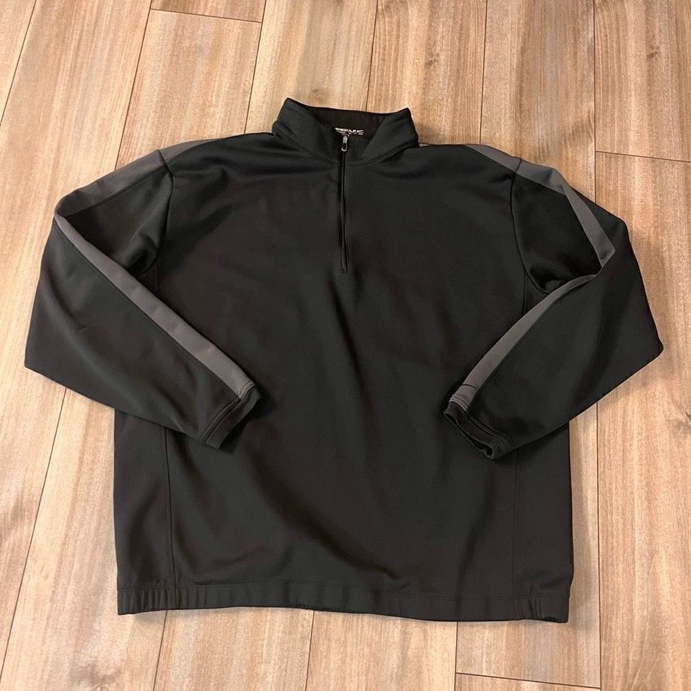 Nike Golf Mens NikeFit‎ Therma XXL 1/4 Zip Pullover Jacket Black Gray Stripe XXL